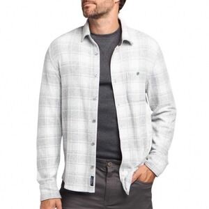 Flag & Anthem Stuckey Hero Stretch Knit Flannel Grey Plaid Shirt XXL Tall Mens